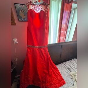 Formal Red Dress with embroidery